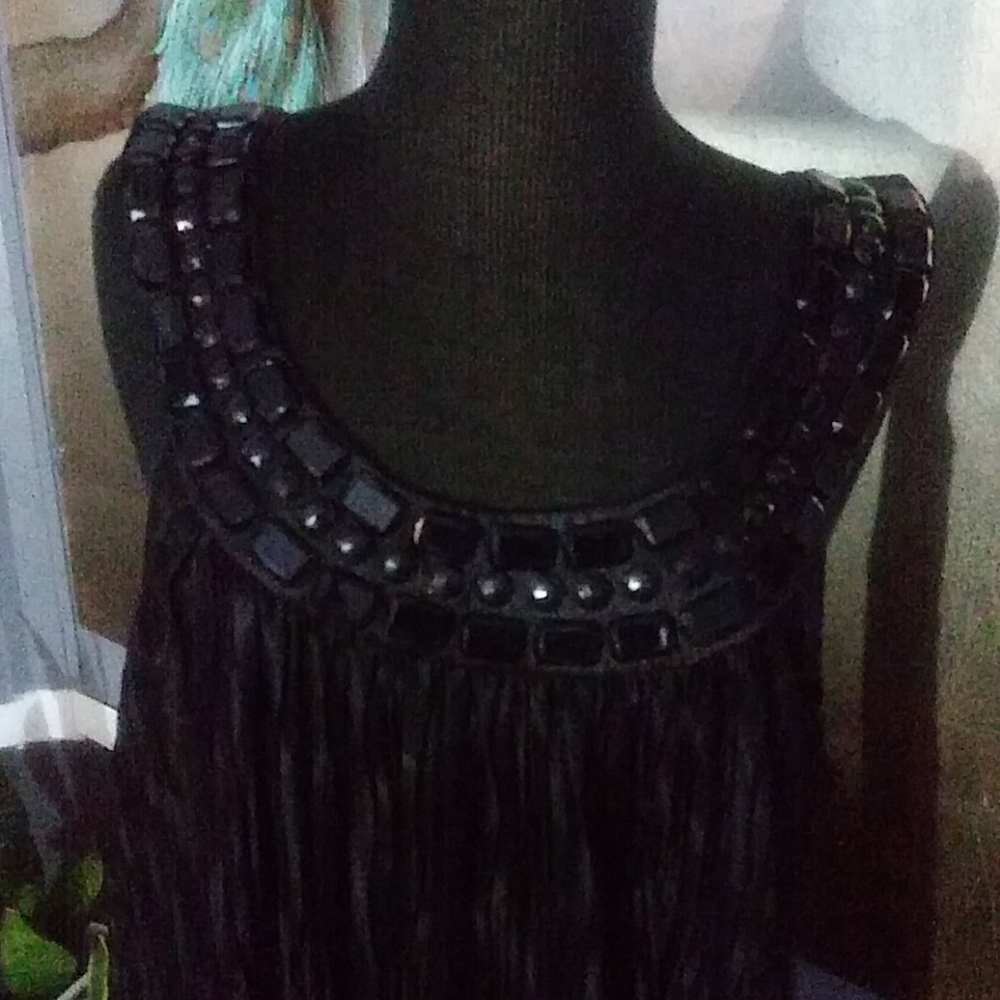 Gem neckline cocktail dress